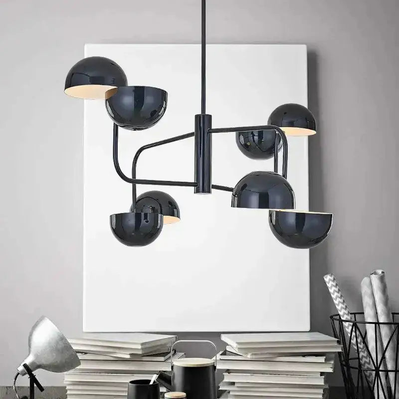 Modern black spherical art chandelier pendant for living room