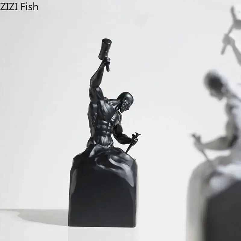 Abstract sculpting oneself character statue black & white living room decor