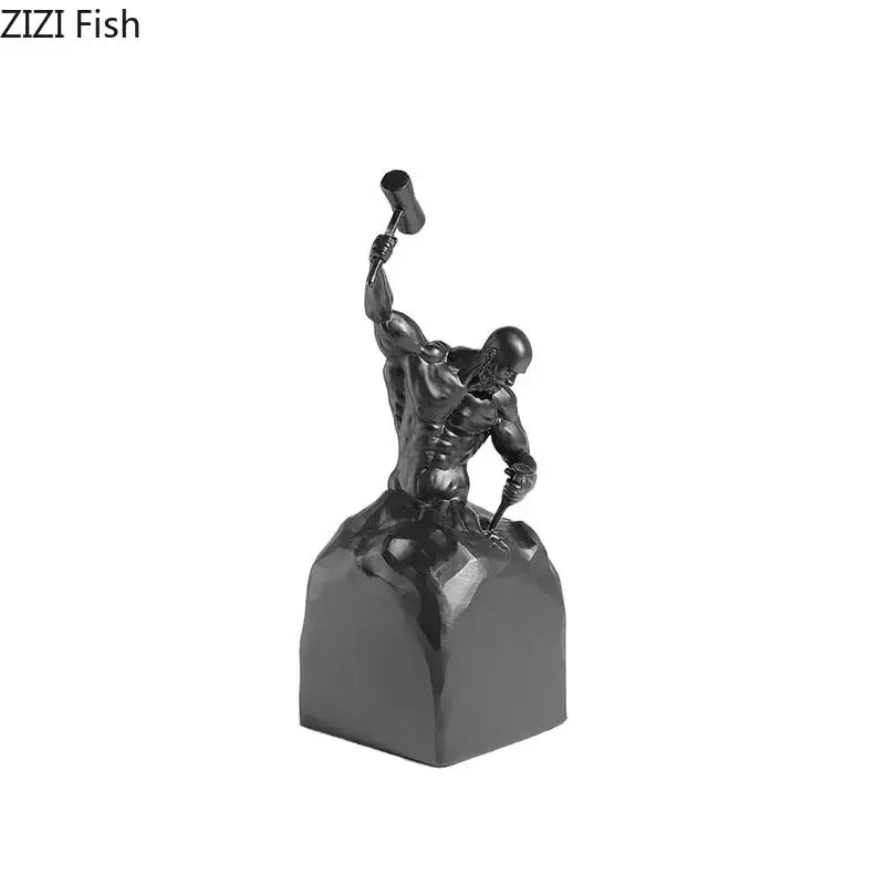 Abstract sculpting oneself character statue black & white living room decor