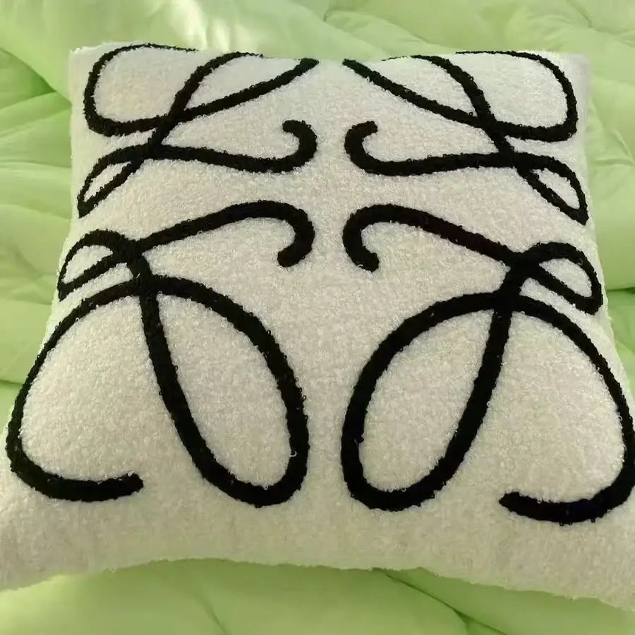Abstract art line cushion cover white & black living room pillow