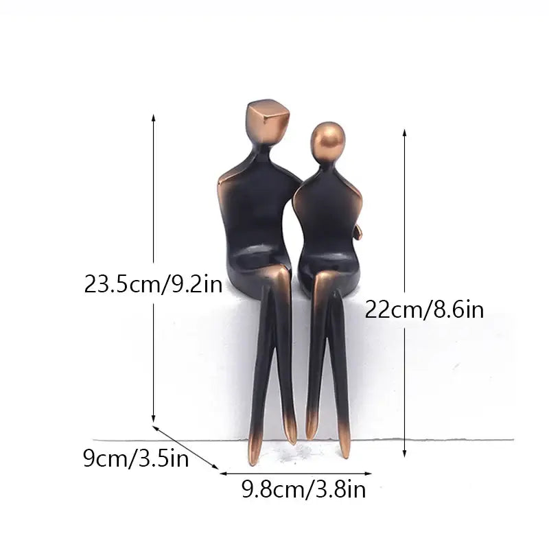 Abstract bronze couple figurine living room art lover decor