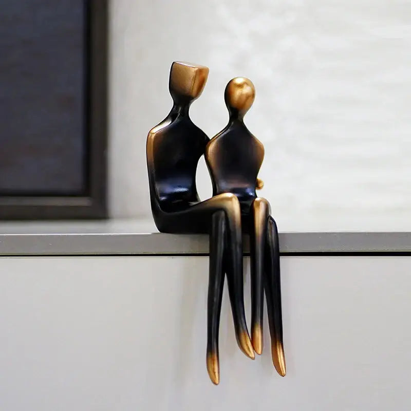 Abstract bronze couple figurine living room art lover decor