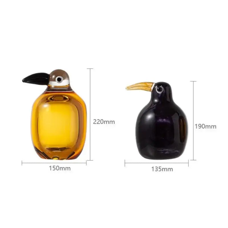 Abstract amber & black glass bird sculpture living room decor