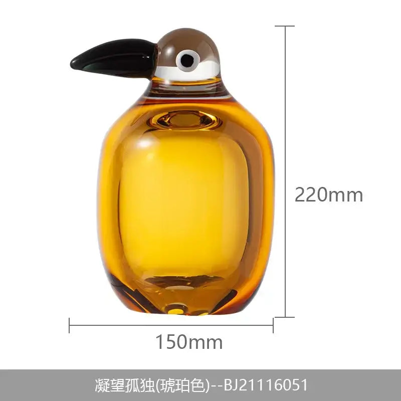 Abstract amber & black glass bird sculpture living room decor