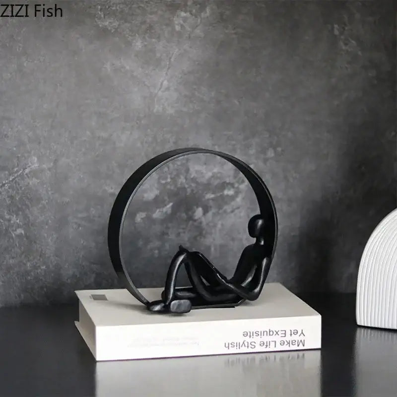 Minimalist abstract black characters sculpture bedroom desk decor