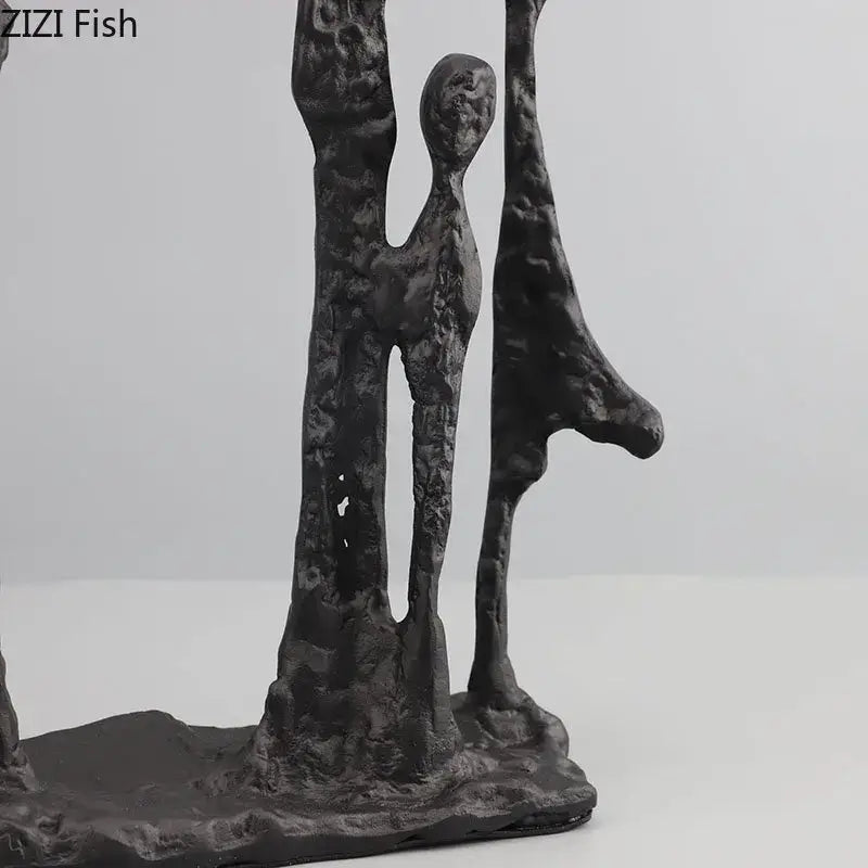 Modern abstract black iron figure sculpture living room dancer decor