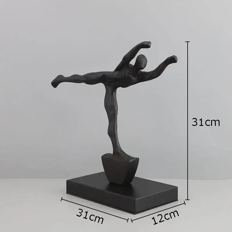 Modern abstract black iron figure sculpture living room dancer decor