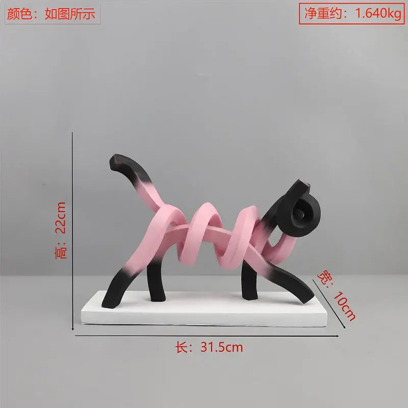 Pink & black decorbites abstract cat sculpture bedroom art