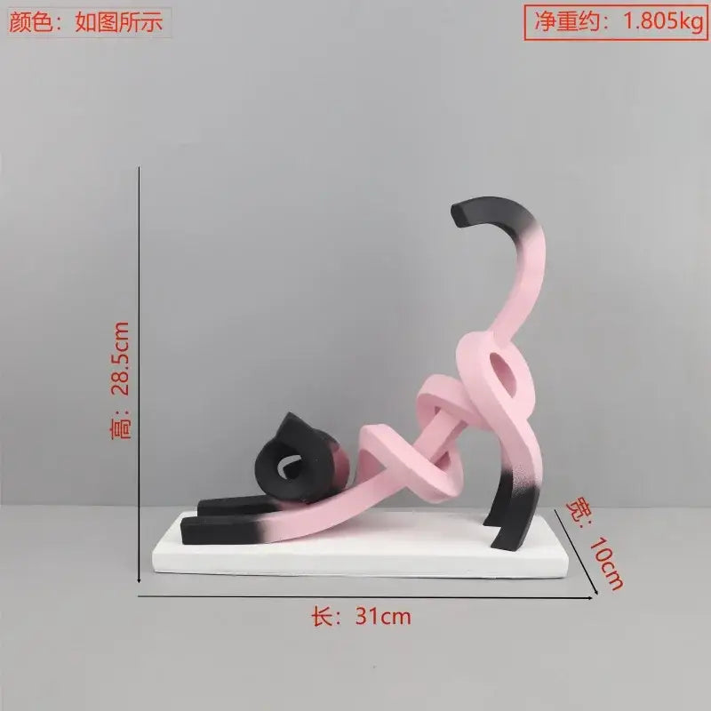Pink & black decorbites abstract cat sculpture bedroom art