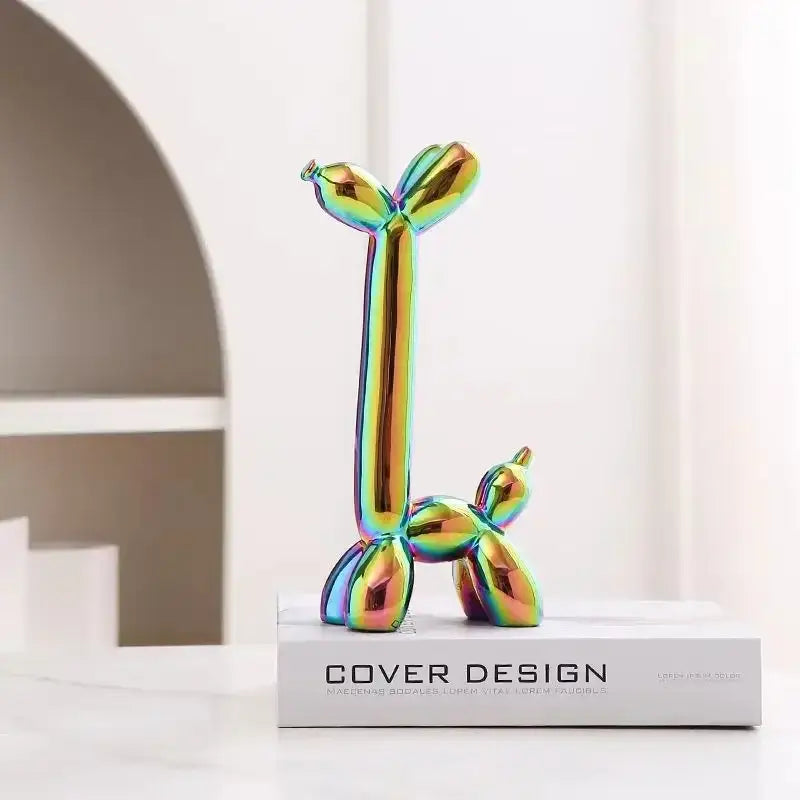 Modern metallic ceramic balloon dog living room sculpture