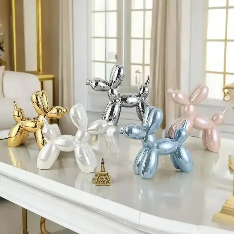 Abstract metallic ceramic balloon dog office decor statues