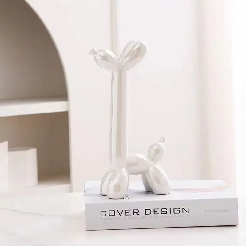 Modern metallic ceramic balloon dog living room sculpture