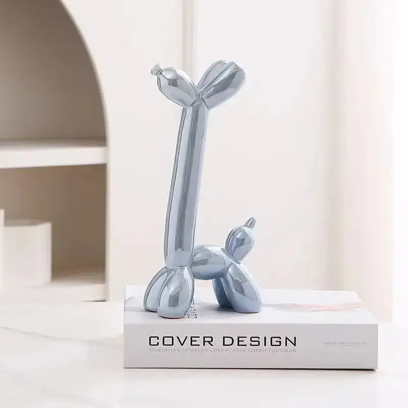 Modern metallic ceramic balloon dog living room sculpture