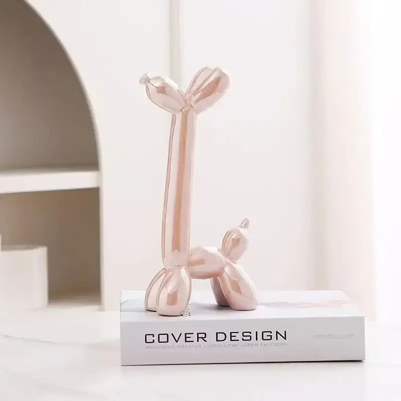 Modern metallic ceramic balloon dog living room sculpture