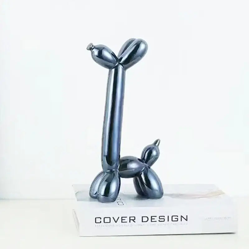 Modern metallic ceramic balloon dog living room sculpture