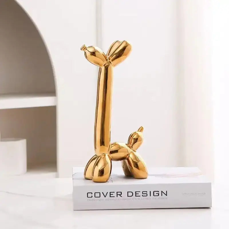 Modern metallic ceramic balloon dog living room sculpture