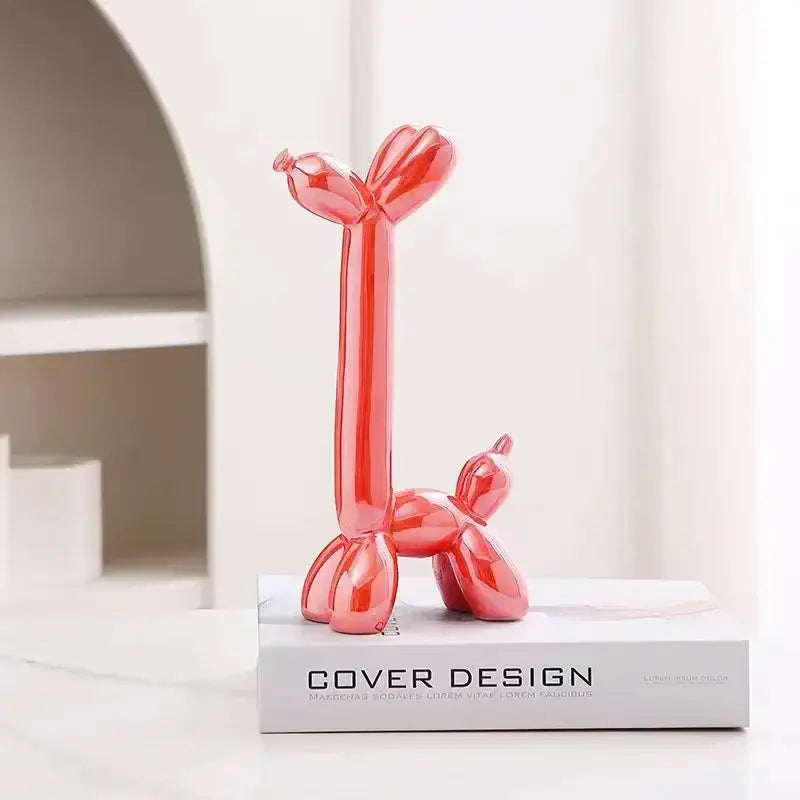 Modern metallic ceramic balloon dog living room sculpture