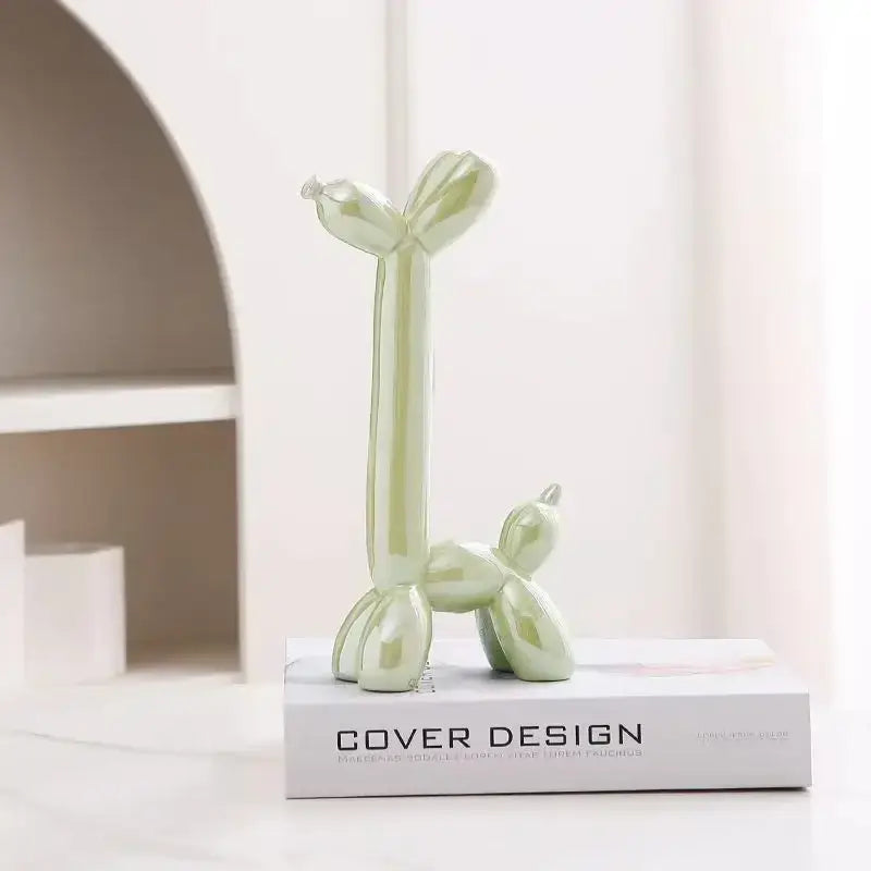 Modern metallic ceramic balloon dog living room sculpture
