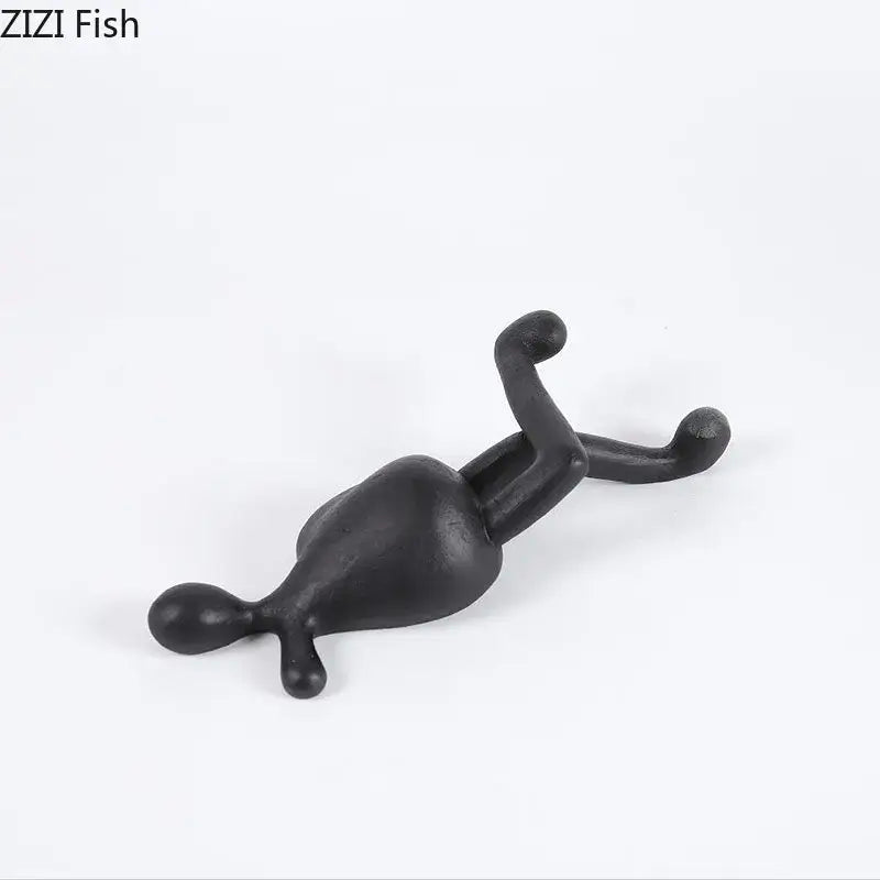 Minimalist black abstract characters resin statues living room decor