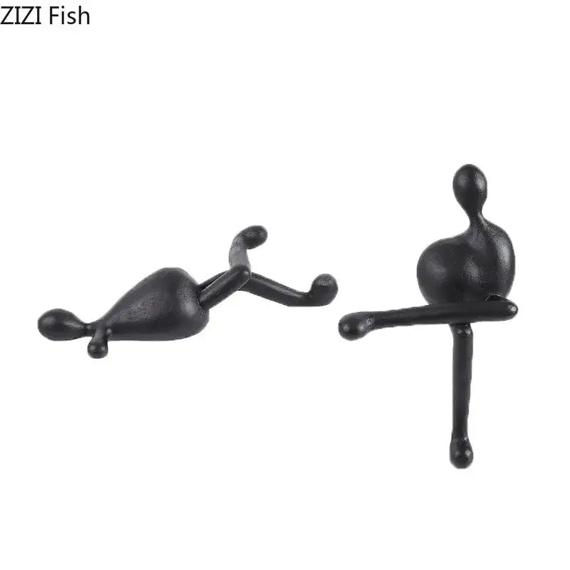 Minimalist black abstract characters resin statues living room decor