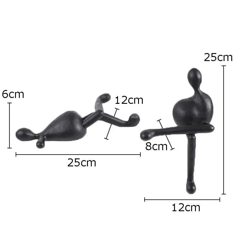 Minimalist black abstract characters resin statues living room decor