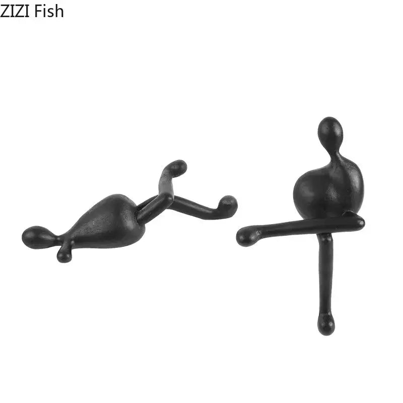 Minimalist black abstract characters resin statues living room decor