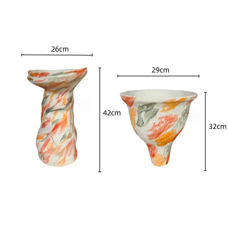 Decorbites abstract clay pot white & black vase living room decor