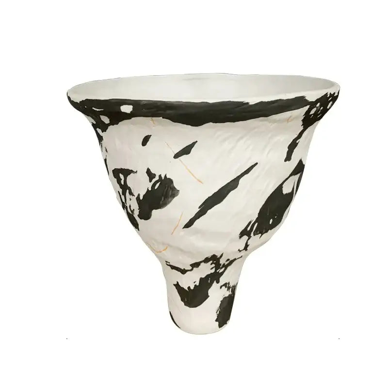 Decorbites abstract clay pot white & black vase living room decor