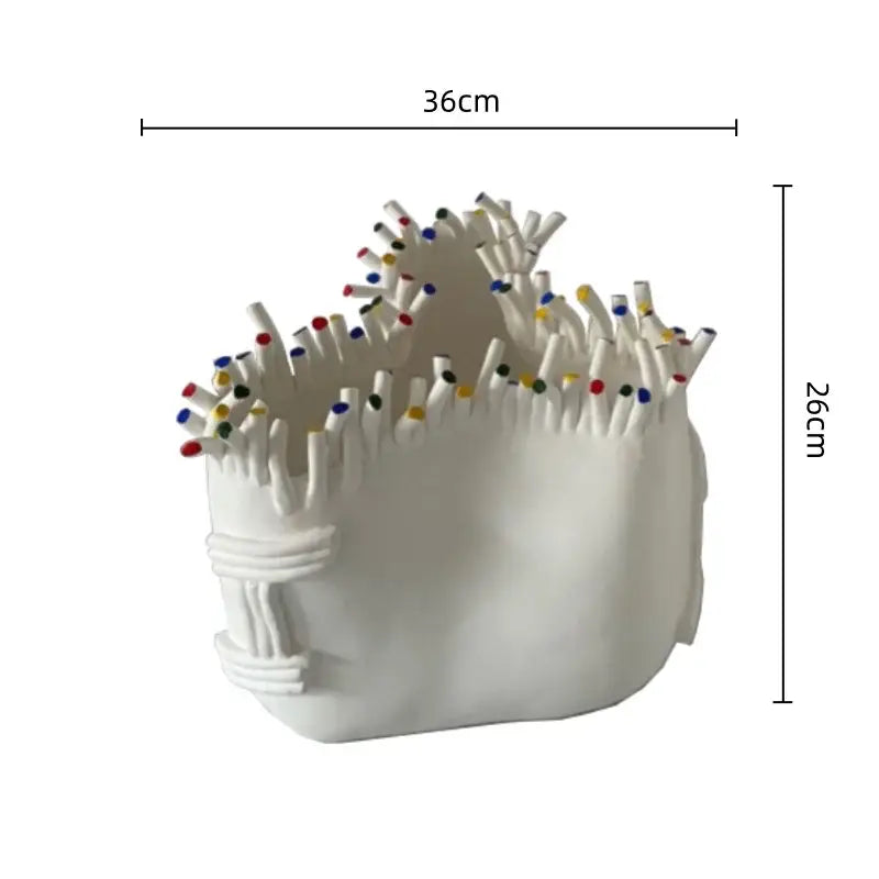 Abstract coral shapes white ceramic head flower pot living room decor