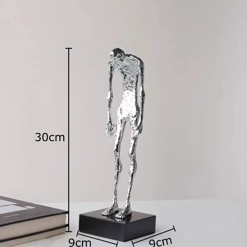 Silver and black abstract couple statue for bedroom decor