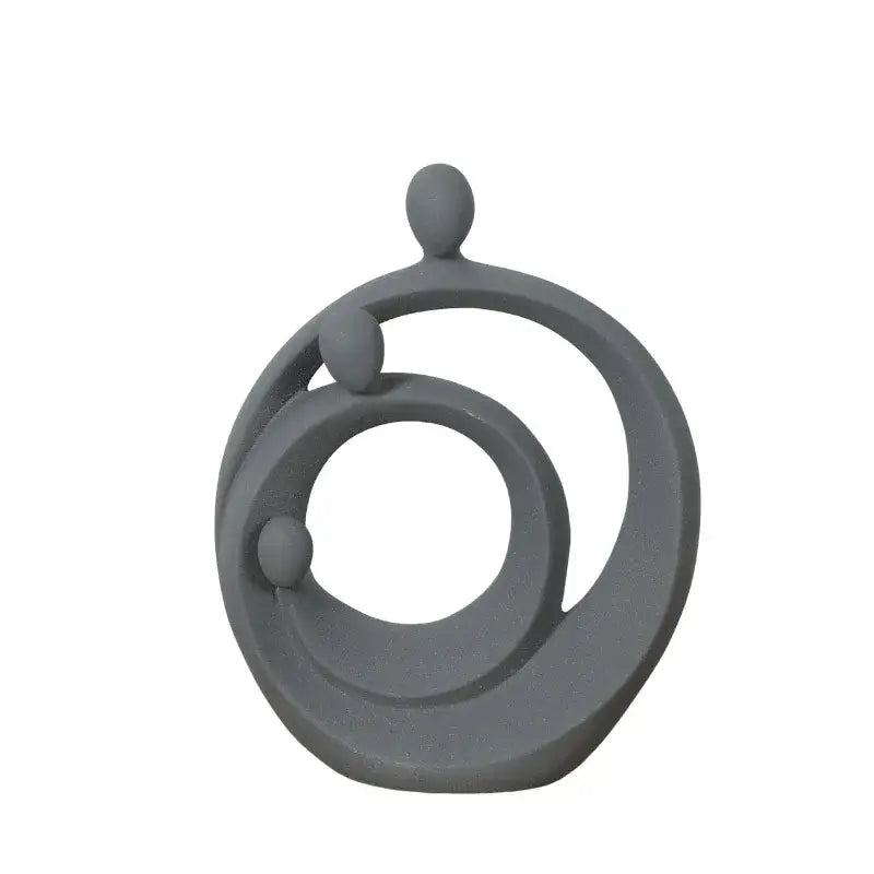 Gray ceramic abstract family sculpture set living room decor