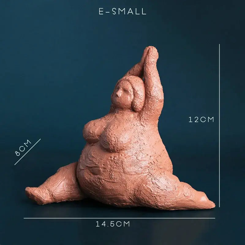Abstract terracotta & gray fat lady figurines living room decor