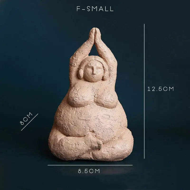 Abstract terracotta & gray fat lady figurines living room decor