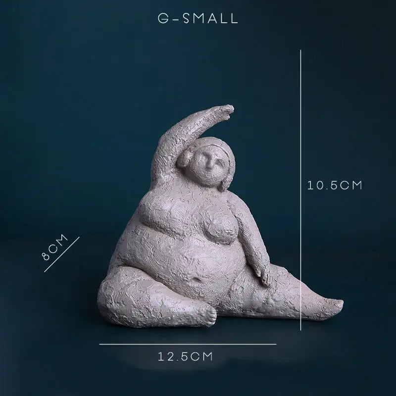 Abstract terracotta & gray fat lady figurines living room decor