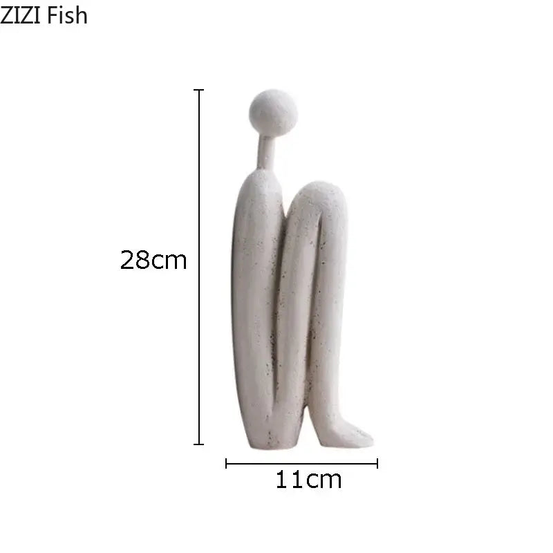Modern brown & white figure resin sculpture bookends for living room