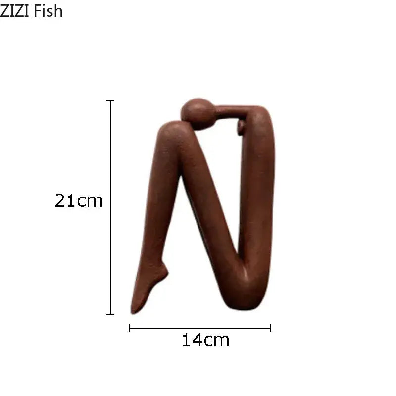 Modern brown & white figure resin sculpture bookends for living room