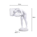 Abstract white human body mind sculpture glowing cube living room decor