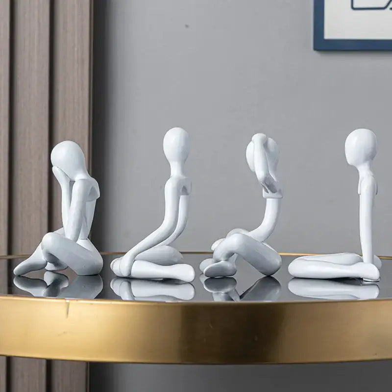 Minimalist white ceramic abstract figures living room ornament