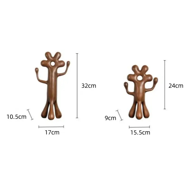 Abstract flower man alien brown wooden figurines living room decor