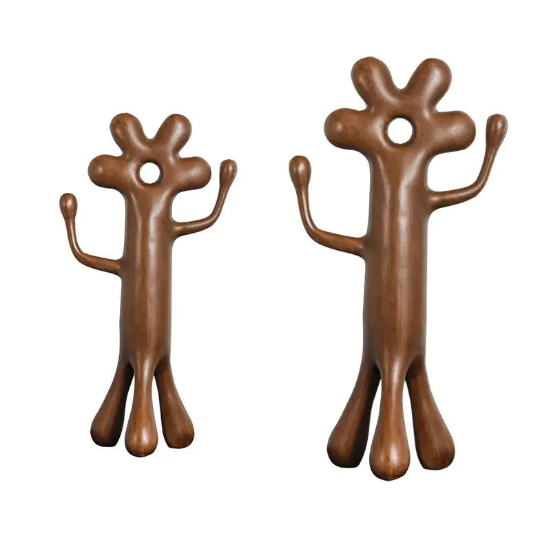 Abstract flower man alien brown wooden figurines living room decor