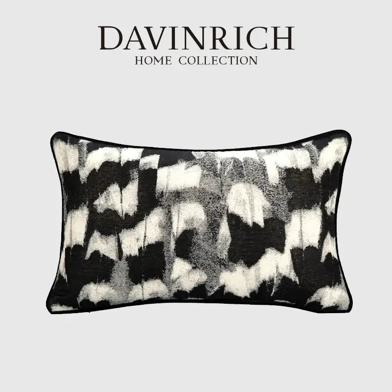 Decorbites abstract monochrome jacquard lumbar pillow cover bedroom