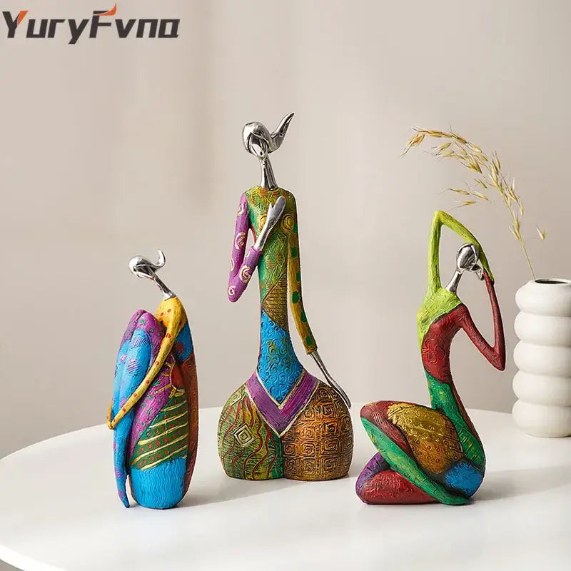 Decorbites abstract woman sculpture vibrant patterned living room decor