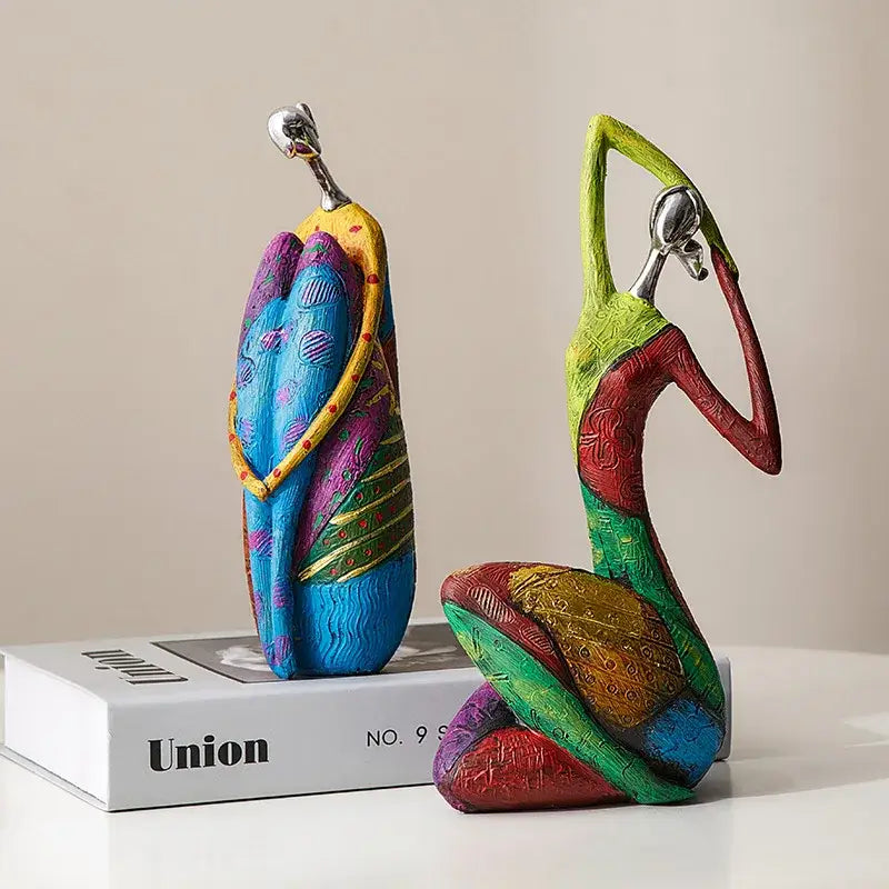 Decorbites abstract woman sculpture vibrant patterned living room decor