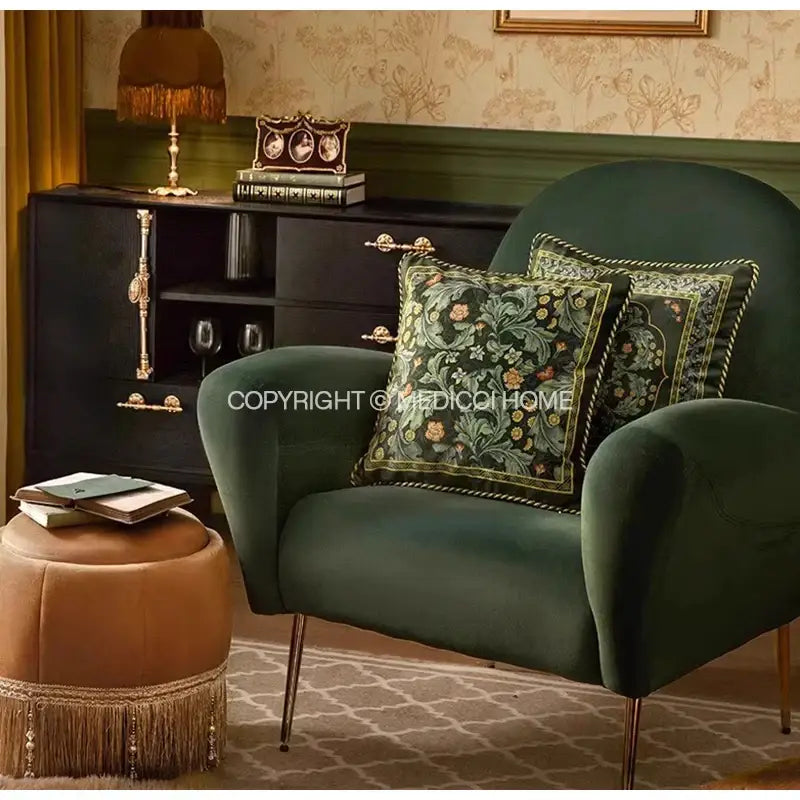 Vintage acanthus scroll leaves emerald green accent pillow living room