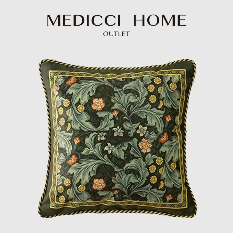 Vintage acanthus scroll leaves emerald green accent pillow living room