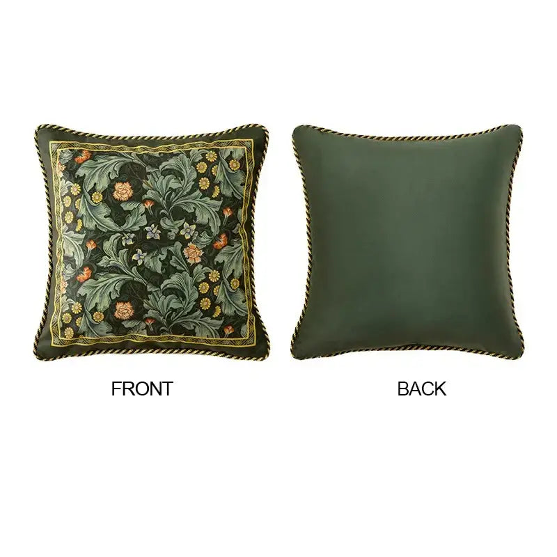Vintage acanthus scroll leaves emerald green accent pillow living room