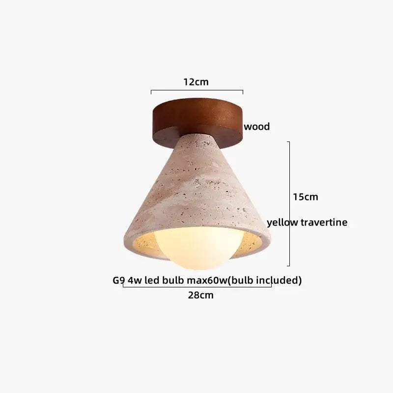Modern travertine led ceiling light – living room natural stone lamp