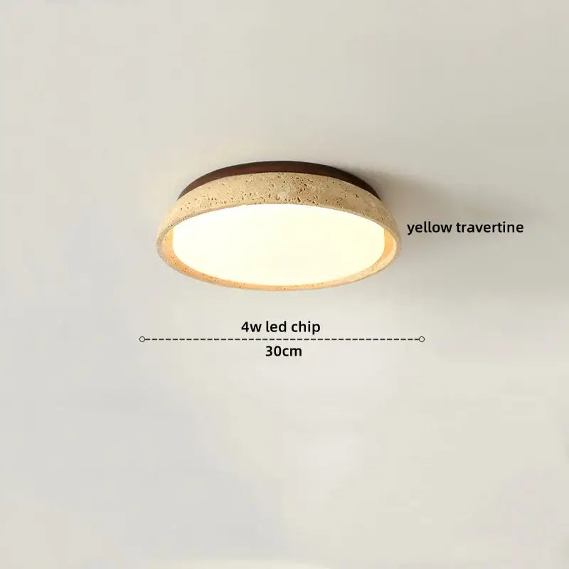Modern travertine led ceiling light – living room natural stone lamp