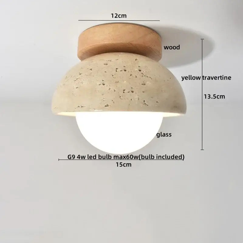 Modern travertine led ceiling light – living room natural stone lamp