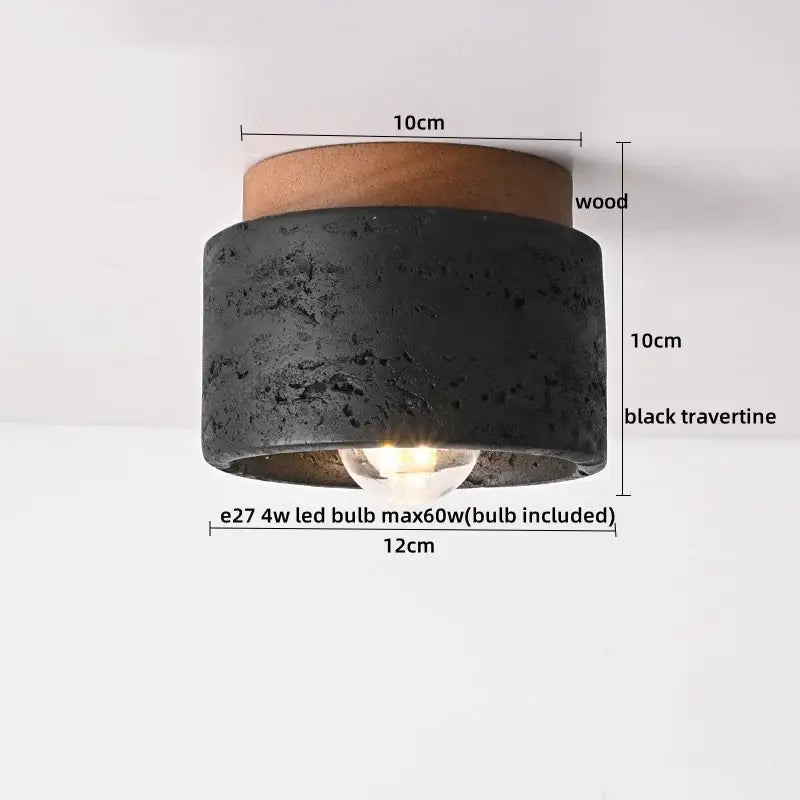 Modern travertine led ceiling light – living room natural stone lamp